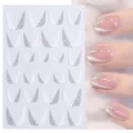 Adesivi per unghie french bianchi con glitter argento e motivi celestiali - Stile Francese Glitter Argento Bianco (STZ-CS068)