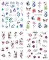 Adesivi per unghie con motivi Frosty Leaves, farfalle e fiori STZ-1173 a STZ-1176 - Foglie Blu Farfalla Iris (I-10)