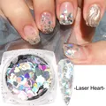Holografische laser hart nagel pailletten in potje voor DIY manicure art design - Laser Hart Stijl (HB03)