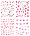 Adesivi per nail art con fiori di ciliegio rosa e motivi floreali per manicure primaverile - Rami di Fiori di Ciliegio e Pesco Rosa (I-04)