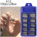 Unghie finte lunghe a bara grigie n. 15 set da 100 pezzi con custodia blu inclusa - Bara Lunga (1895-15) / grigio scuro