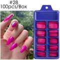 Set da 100 pezzi di unghie finte lunghe ballerina rosa acceso con scatola blu - rosa acceso
