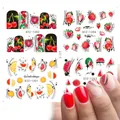 Adesivi per unghie alla frutta con motivi a ciliegia e fragola per manicure estive fresche - Arancia Dolce Fragola Ciliegia (I-17)