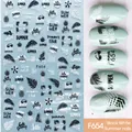 Black and white summer nail art stickers with palm leaves and pineapple patterns F654 - Summer Tropical Style (F654)