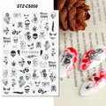 Gothic Halloween nail stickers STZ-CS050 with skull, snake, and heart patterns - Dark Gothic Skeleton (STZ-CS50)