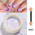 Solid aurora nail powder G01 pink mermaid mirror effect with sponge brush tool - Purple Aurora (G01)