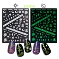 Halloween nail stickers CY-014 featuring pumpkin and spiderweb with glow in the dark effect - Pumpkin Cross Style (CY-14)
