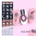 Piastra per timbri unghie stile boho con motivi mandala e piume per nail art - Stile mandala acchiappasogni (STZ-N09)