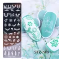 Piastra per stamping unghie STZ-N08 con motivi floreali e campioni di nail art verdi - Stile foglia semplice (STZ-N08)