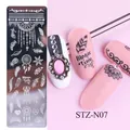 Piastra per timbri nail art STZ-N07 in acciaio con motivi piume e acchiappasogni - Stile piuma acchiappasogni (STZ-N07)