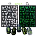 Luminous Halloween nail stickers CY-017 with glowing pumpkin and skull designs - Grim Reaper Bat Style (CY-17)