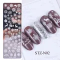 Piastra per stamping unghie STZ-N02 con motivi natalizi di fiocchi di neve e renne - Stile fiocco di neve natalizio invernale (STZ-N02)