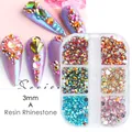 6-grid box of 3mm aurora resin rhinestones for professional nail art decoration - 3mm Style A (1923)