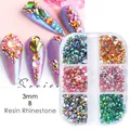 6-grid box of 3mm resin iridescent AB rhinestones for sparkling nail art decoration - 3mm Style B (1923)