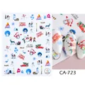 Adesivi per unghie natalizi con pupazzo di neve, renna e fiocchi, modello CA-723 per nail art - Pupazzo Di Neve Di Natale E Camion Rosso (CA723)
