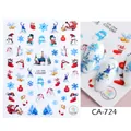 Adesivi per nail art natalizi con Babbo Natale e fiocchi di neve, CA-724 - Babbo Natale E Renna Colore Blu Rosso (CA724)