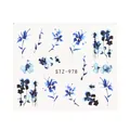 Adesivi per unghie ad acqua con fiori acquerello blu STZ-978 decorazione nail art - Stile Floreale Inchiostro Blu (STZ-978)
