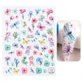 Adesivi per nail art con fiori e farfalle acquerello CA-701 con motivi floreali colorati - Farfalla Floreale Acquerello (CA701)