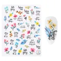 Adesivi per unghie con fiori gialli primaverili e scritta CA-703 su base di bianco puro - Frasi Floreali Primavera (CA703)