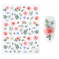 Adesivi per unghie CA-705 con rose rosa e foglie verdi per decorazioni nail art floreali - Rosa Arancione Rosa Floreale (CA705)