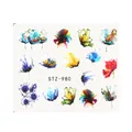 Adesivi per unghie ad acqua con motivi floreali ad acquerello colorati stile STZ-980 - Stile Floreale Acquerello Colorato (STZ-980)