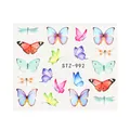 Adesivi per unghie con farfalle e libellule in stile acquerello colorato - Stile Libellula Farfalla Sfumata (STZ-992)