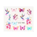 Adesivi per unghie ad acqua con farfalle e fiori ad acquerello modello STZ-988 - Stile Floreale Colibrì Farfalla Vivido (STZ-988)