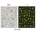Adesivi per unghie natalizi luminosi CY-021 con Babbo Natale e renne fluorescenti - CY-021 (Foglio Nudo)