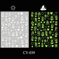 Stickers ongles fluorescents CY-039 avec motifs visages et cœurs brillants - Motif De Visage Et De Cœur Minimaliste (CY039)