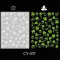 Sticker à ongles lumineux CY-037 avec art floral et linéaire en vue normale et nocturne - Contour Féminin Abstrait Et Motif De Feuilles De Plantes (CY037)