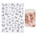 Adesivi per unghie CA-715 con motivi floreali e farfalle nere per nail art raffinata - Farfalla a Linea Nera Vintage Floreale (CA715)