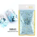 Sacchetto da 50g di paillettes esagonali azzurre e argento per nail art sfumata - Blu Chiaro Argento (1928-01)