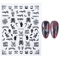 Adesivi per unghie 3D neri STZ-G033 con teschi e ragni per decorazioni a tema Halloween - Stile Fantasma Scream Nero (STZG-033)