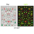 Adesivi per unghie natalizi luminosi con renne e Babbo Natale, effetto giorno e notte - CY-027 (Foglio Nudo)