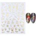 Adesivi per unghie 3D Halloween con teschi dorati e ragnatele, stile STZ-G035 - Stile Festa Fantasma Teschio Dorato (STZG-035)