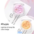 Nail art flower sequins in purple turning to orange under UV light with metal beads - Purple