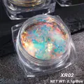 Polvo de purpurina opal iridiscente para uñas XR02 con efecto arcoíris en caja clara - Estilo Iridiscente Rojo Naranja (XR02)