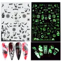 Adesivi per unghie Halloween luminosi con pipistrelli e ragnatele, modello CY-047 - Stile Pipistrello Gatto Nero Luminoso (CY-047)