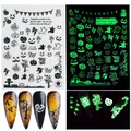 Adesivi per unghie Halloween CY-048 luminosi con motivi di zucche e fantasmi che brillano al buio - Stile Zucca Fantasma Luminoso (CY-048)