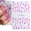 Autocollants à ongles STZ-CS073 avec lignes courbes rose et violette et scintillement - Lignes Courbes Simples Rose Violet (STZ-CS73)