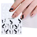 Schwarz-weiße 3D-Nagelsticker mit abstrakten Mustern für französisches Nageldesign - Schwarz Weiß Abstrakt Gefleckter Stil (STZ-CS064)