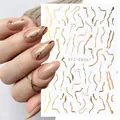 3D metallic gold wavy line nail art stickers with ultra-thin adhesive for DIY manicure - Gold Irregular Metallic Lines (STZ-CS67)