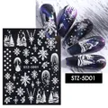 5D geprägte Schneeflocken Nagelaufkleber STZ-5D01 mit Winterhaus und Tannenbaum Mustern - Winterhaus und Sternmond (STZ-5D01)