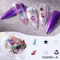 Paillettes de nail art de Noël aux formes et couleurs assorties en pot, version A - Coloré Style A