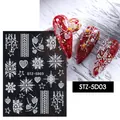5D geprägte weiße Schneeflocken- und Stern-Nagelaufkleber für weihnachtliche rote Nägel - Schneeflockenaufkleber Stz-5d03 (nackter Chip)