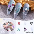 Set de paillettes nail art de Noël avec rennes et flocons dans un pot transparent - Images D'ordinateur De Noël Colorées En Bouteille - B