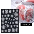 Adesivi per unghie 5D fiocchi di neve bianchi STZ-5D04 per nail art 3D invernale - Fiocco Bianco e Bagliore di Stella (STZ-5D04)