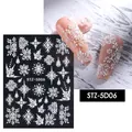 Adesivi per unghie natalizi 5D con fiocchi di neve bianchi e motivi floreali STZ-5D06 - Adesivo Fiocco Di Neve Stz-5d06 (chip Nudo)