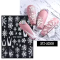 Adesivi per unghie 5D con fiocchi di neve bianchi e strass per nail art invernale - Diverso Fiocco e Strass (STZ-5D08)