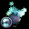 Paillettes irisées de 10mm en forme de flocon de neige dans une boîte ronde pour ongles - Vert Iridescent (DX01)